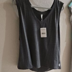FREE PEOPLE Dark Gray Women's Top with cute TWISTED Sleeve Detail